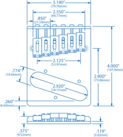 Gotoh Modern Bridge For Tele - StewMac 9 Gotoh Modern Bridge For Tele - StewMac -Fine Musical Instruments 0025 spec