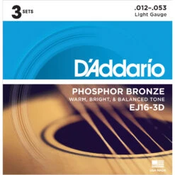 D'Addario Phosphor Bronze Wound Acoustic Guitar Strings, 3-pack - StewMac -Fine Musical Instruments 10516 3 1800