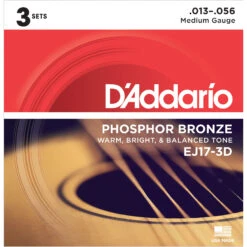 D'Addario Phosphor Bronze Wound Acoustic Guitar Strings, 3-pack - StewMac -Fine Musical Instruments 10516 4 1800