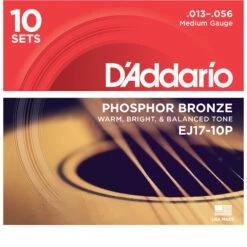 D'Addario Phosphor Bronze Wound Acoustic Guitar Strings, 10-pack - StewMac 8 D'Addario Phosphor Bronze Wound Acoustic Guitar Strings, 10-pack - StewMac -Fine Musical Instruments 10520 3 3000
