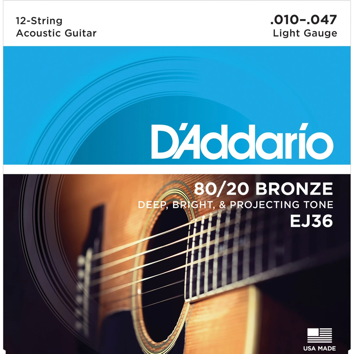 D'Addario 80/20 Bronze Wound 12-string Acoustic Guitar Strings - StewMac 3 D'Addario 80/20 Bronze Wound 12-string Acoustic Guitar Strings - StewMac