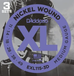 D'Addario XL Nickel Wound Electric Guitar Strings, 3-pack - StewMac -Fine Musical Instruments 10575 3 3000
