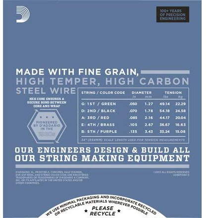 D'Addario Pro Steel 5-String Bass Strings - StewMac 5 D'Addario Pro Steel 5-String Bass Strings - StewMac - Image 3