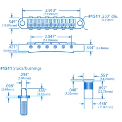 Gotoh Tune-o-matic Bridge With Studs/Bushings - StewMac -Fine Musical Instruments 1511 1spec