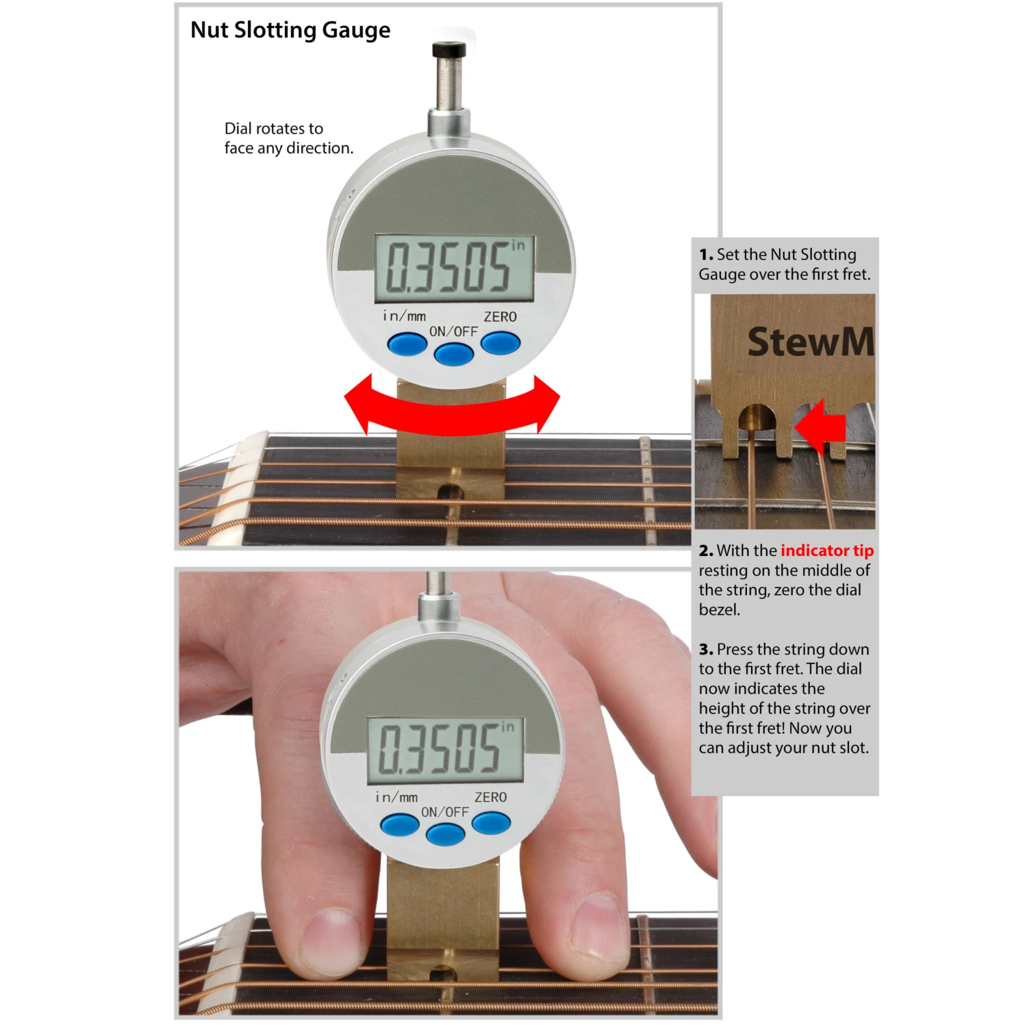 Neck Relief Gauge And Nut Slotting Gauge Set - StewMac 4 Neck Relief Gauge And Nut Slotting Gauge Set - StewMac - Image 2