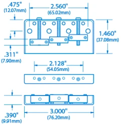 Short Bridge For Tele - StewMac -Fine Musical Instruments 4588 1spec