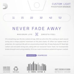 D'Addario XS Phosphor Bronze Acoustic Guitar Strings - StewMac -Fine Musical Instruments m007575 6 back 570