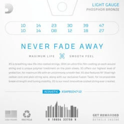 D'Addario XS Phosphor Bronze 12-string Acoustic Guitar Strings - StewMac -Fine Musical Instruments m008552 2 back 580